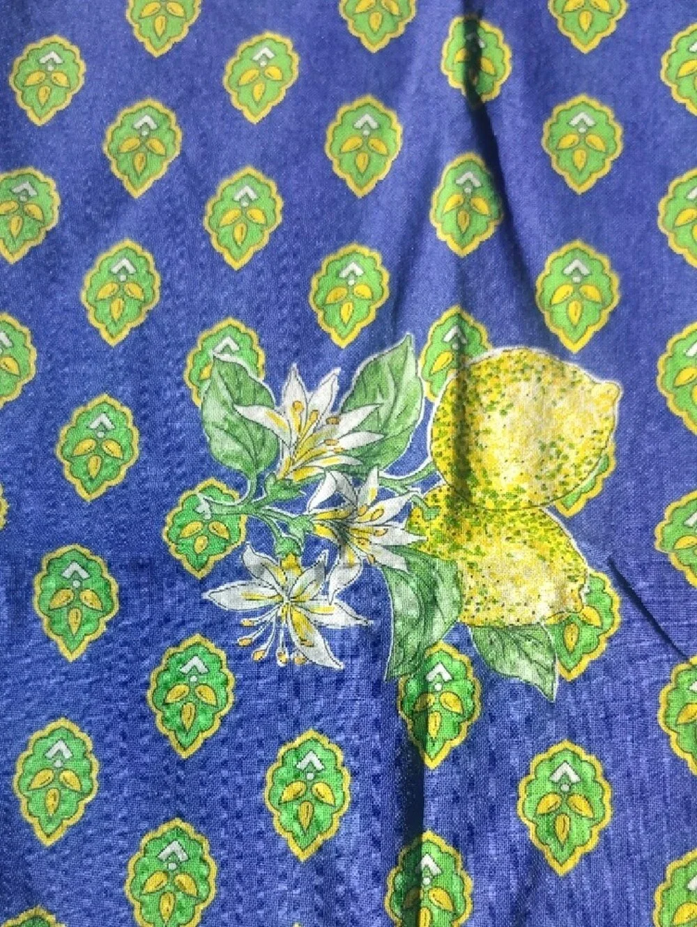 French Country, Cottage, Cotton Lot Of Eight Lemon Printed Napkins